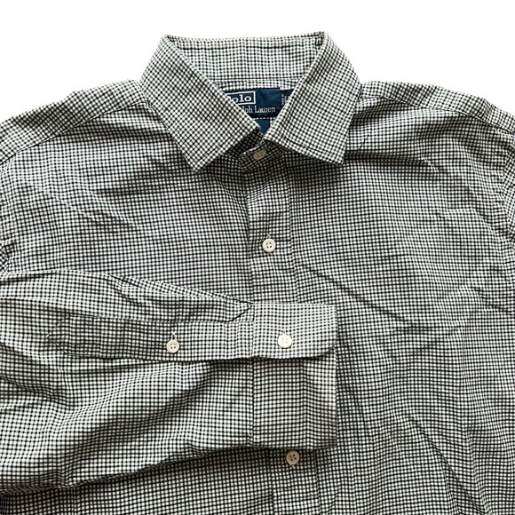 Polo Ralph Lauren REGENT Classic Fit Shirt L/S Mini Check Green Brown Sz L - Picture 1 of 8